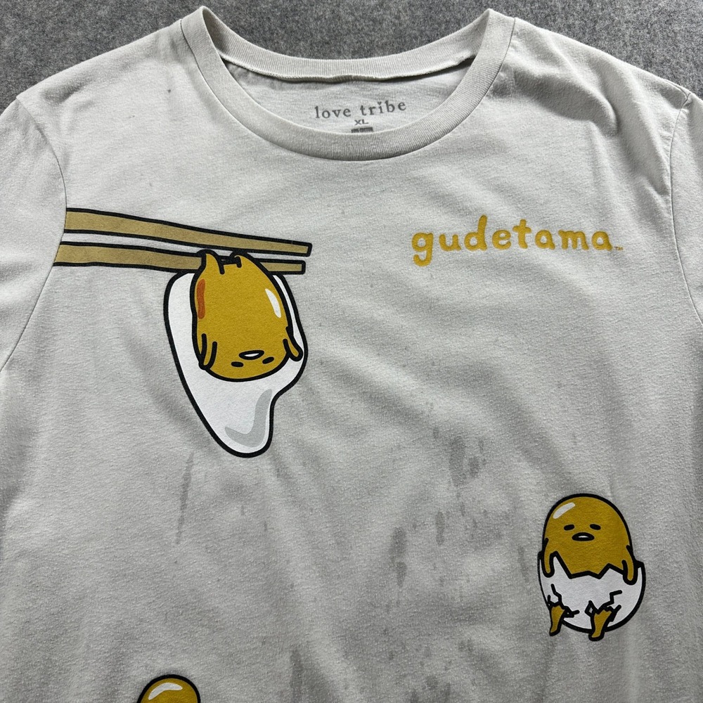 Love Tribe Gudetama Graphic T-Shirt Womens XL Gray Sanrio Lazy Egg Short Sleeve